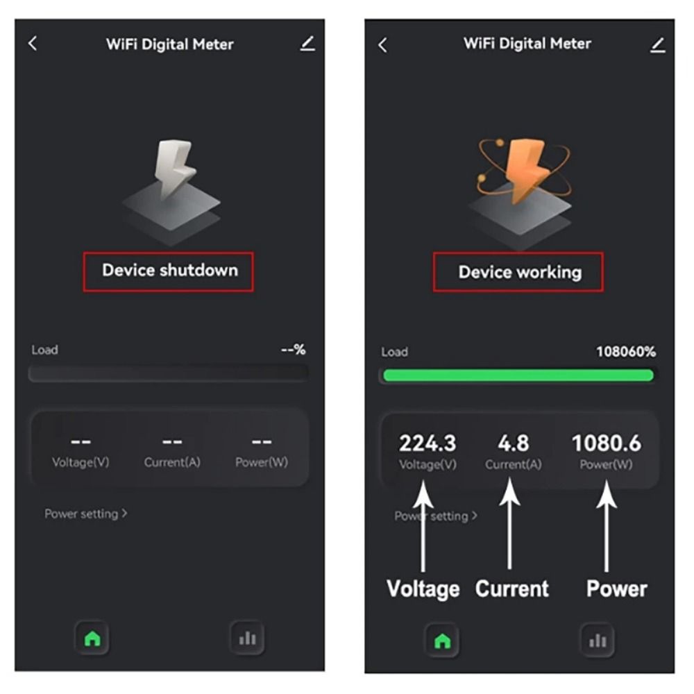Single/Dual Channel Threshold App Monitor WiFi Energy Bidirection Meter  Real-time Power Monitoring
