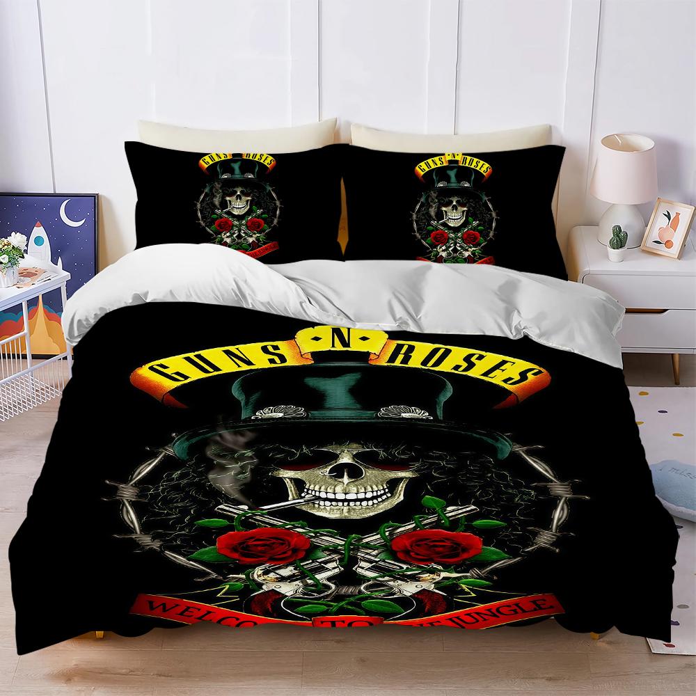 Band G-Guns N Roses GNR Duvet Cover Set Soft Wash Bed 3 Piece Summer Comfortable Student Dormitory Home Baby Bedding Best Seller