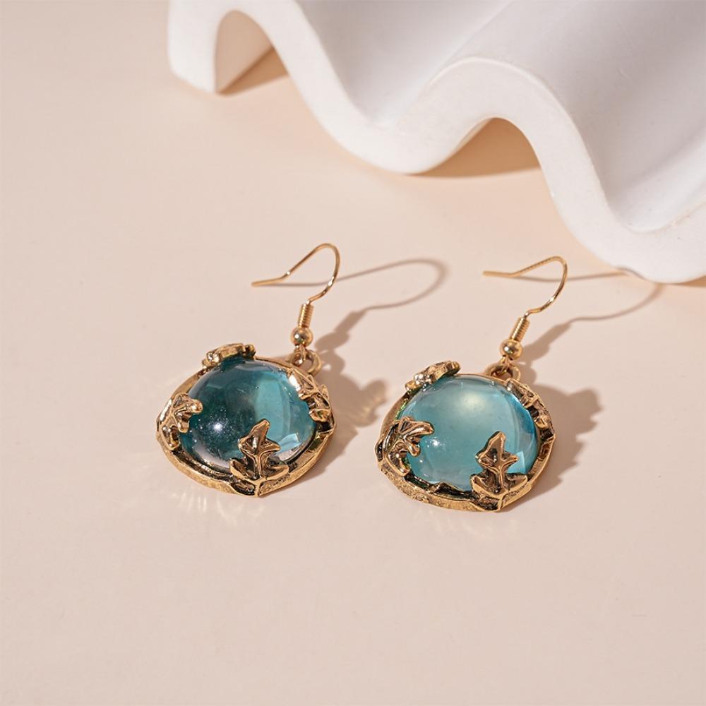 Fashion Bracelet Light Luxury Clavicle Chain Minimalism Blue Necklace Earring  Women