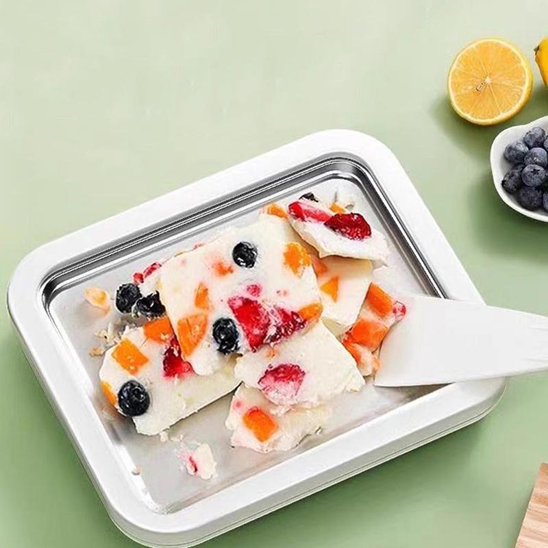 Haushalts-Eiscreme-Pfanne aus Edelstahl, Frittierte Joghurtmaschine, Flachboden-Pfanne, Frittierter Joghurt, DIY-Eiscreme, Mini-Version