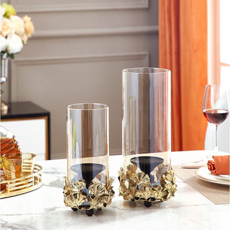 Pure Copper Ginkgo Candle Holder - Elegant Decor for Living Rooms and Entrance Halls