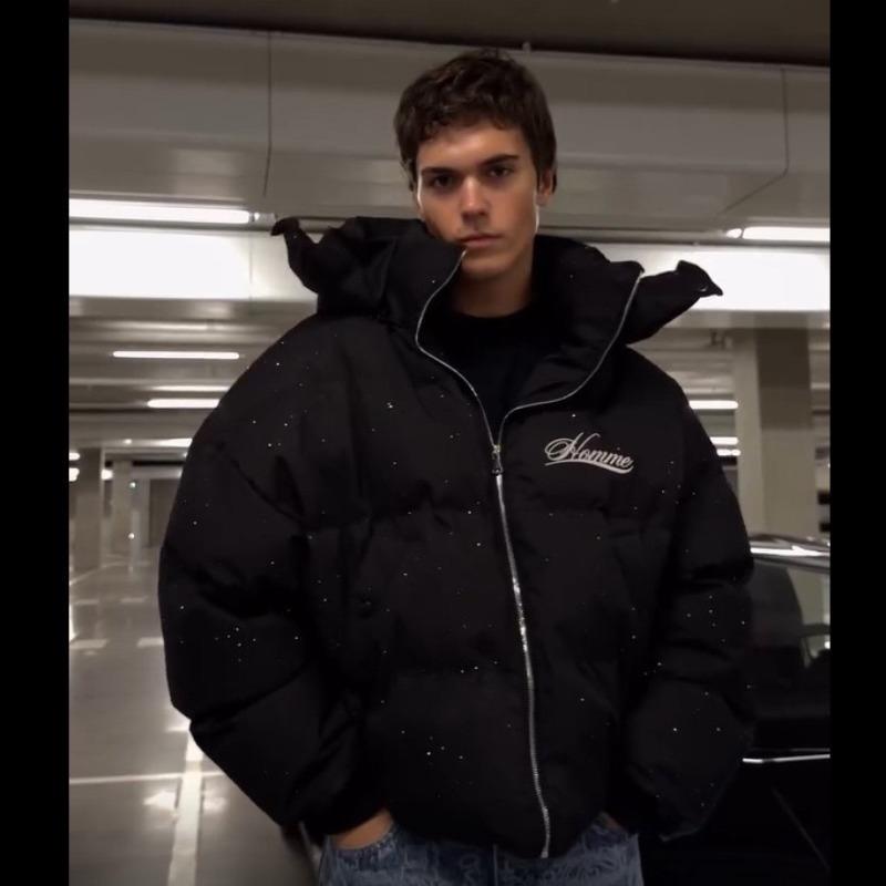 DRIPX Harajuku Winter Herren Steppjacke Dicke Warme Jacke Amerikanischer Retro-Stil Reißverschluss Oberbekleidung Lässige Streetwear Modetrend Neu