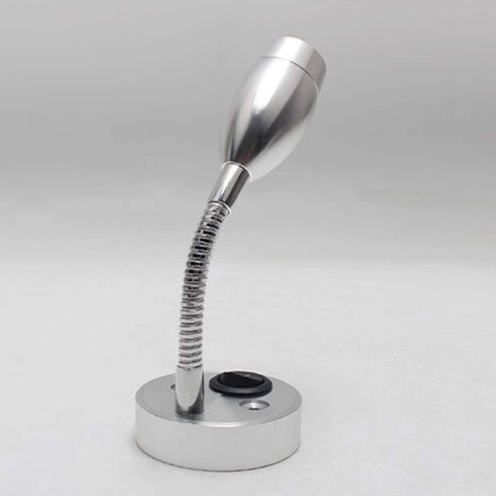 2PCS RV Interior Lighting LED Wall Mounted Reading Lights Flexible Gooseneck Bedside Wall Lamp for Caravan Camper Trailer Dorm, 12V, 3W, 6000K