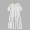 ZANZEA Women Casual Round Neck Loose Half Sleeve Lace Dress