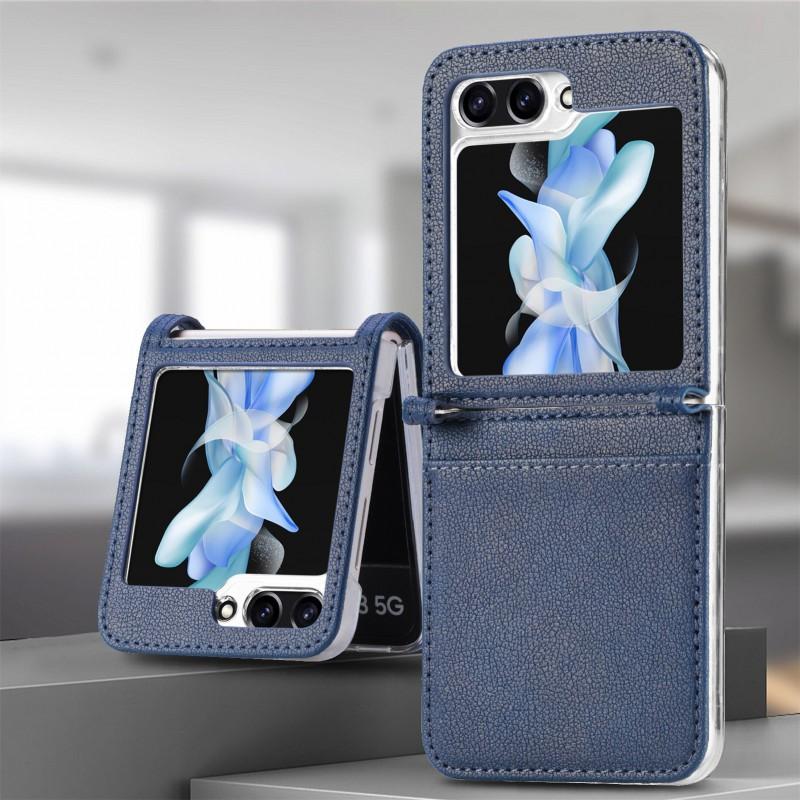 Étui à rabat en cuir à couverture intégrale avec emplacements pour cartes Galaxy Z Flip7 Flip6 Flip5 Flip4 Flip3 Support Magnétique