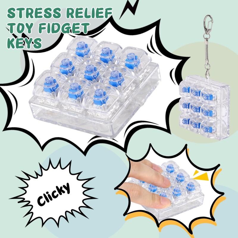 Relaxing DIY 9 Keys Keyboard Fidget Toy, Fidget Clicker Keyboard Fidget Keychain, Button Fidget Gifts for Adults To Relieve Stress and Pass Time