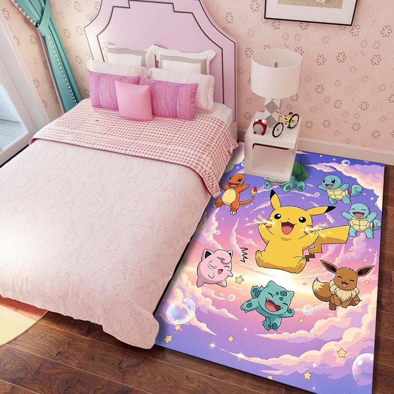 Pokémon-themed printed non-slip decorative rug, cute cartoon welcome mat, a great gift for friends and family.