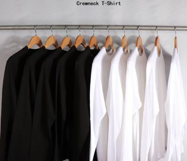 

230g Pure Cotton Long Sleeve T-shirt, Unisex Round Neck, Plain White Base Layer L