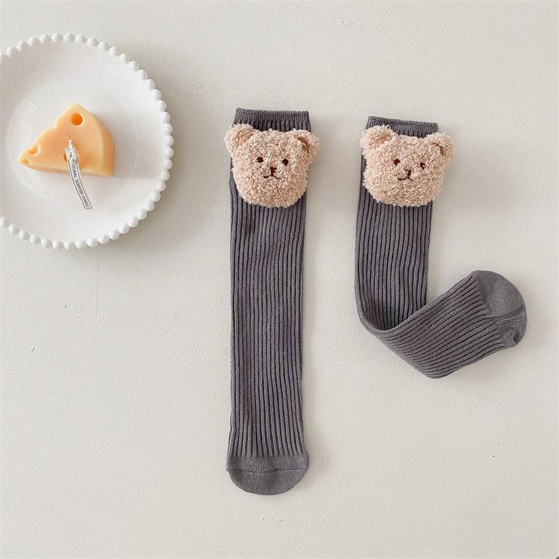 Bärenpuppe Kinder Lange Kniestrümpfe Winter Herbst Warm Kinder Kniehohe Socke Baumwolle Mädchen Socken Einfarbig Strümpfe 2-8J