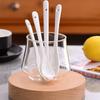 Pure White Ceramic Long Handle Spoon for Coffee, Seasoning, and Condiments