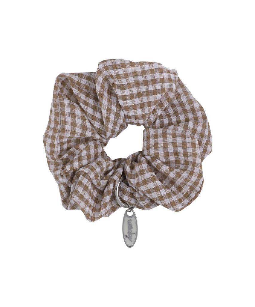 Wacky Willy Women'S Metal Embellished Scrunchie Beige
