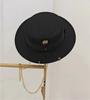 202601-chain Ins Chic Winter Designer Gold Flower Pin Polyester Fedoras  Cap Women Leisure Holiday Panama Jazz Hat