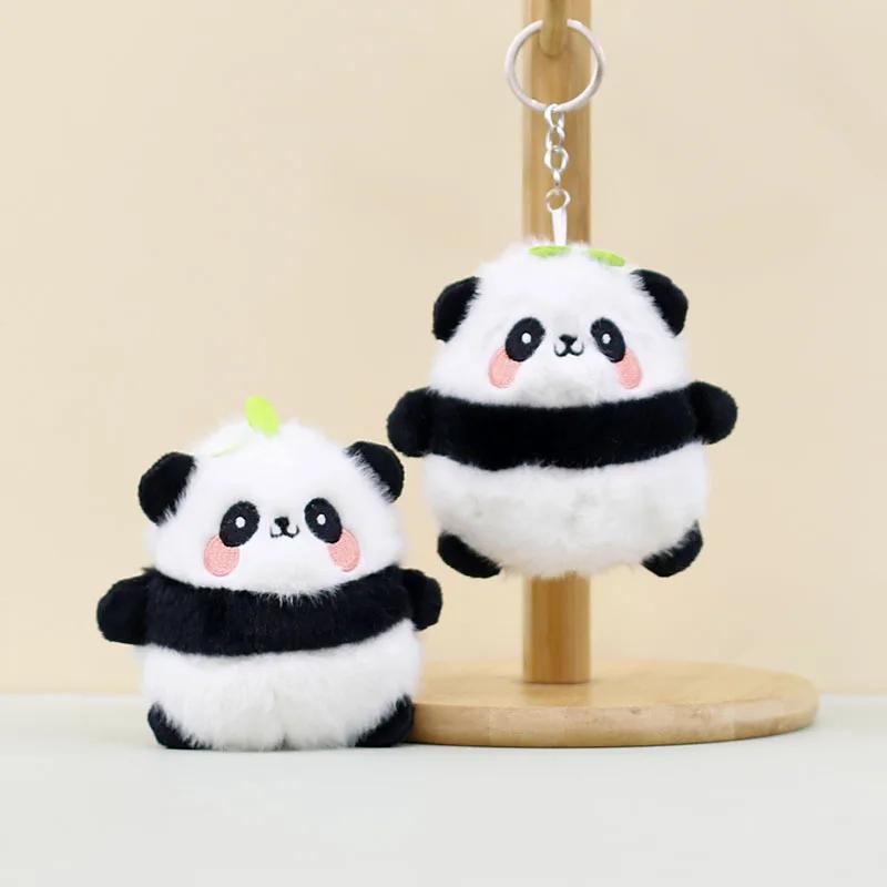 Cute 11cm Panda Plush Plaything Compact Pendant Stuffed Animals Soft Doll Fluffy Bag Pendants children Birthday Present Keychain
