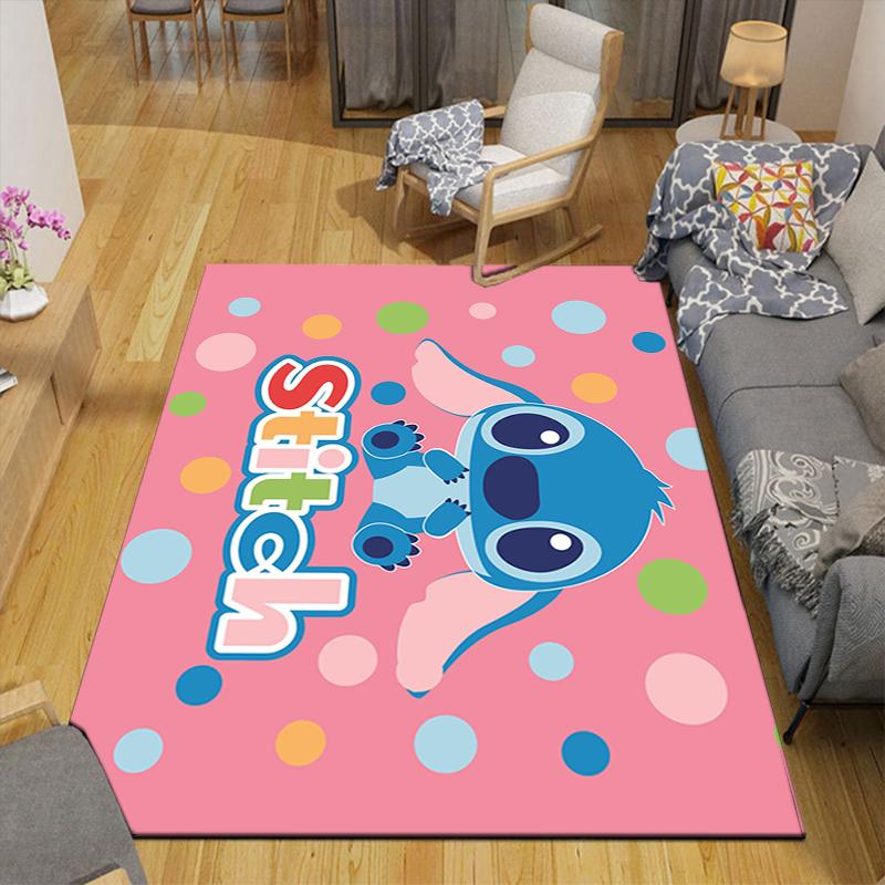 1Pc Stitch Adventure Polka Dots Rug, Office Carpet Indoor Outdoor Doormat, Non-Slip Soft, Living Room, Christmas Halloween Gift. M928603