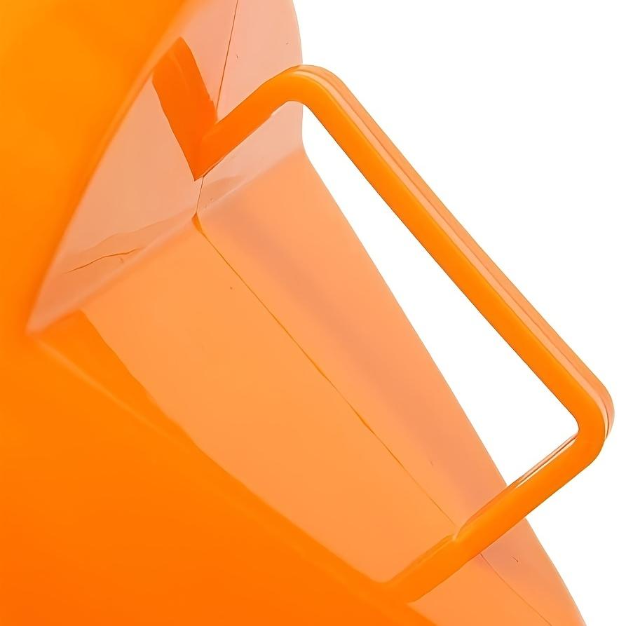 Durable Plastic Oil Funnel 145mm with Ergonomic Bent Handle & Spill-Proof Bright Orange for Tractors, Diesel Engines, Generators, Motorcycles, Cars