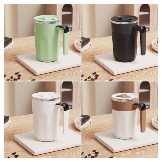 Automatic Stirring Coffee Cup with Real-Time Temperature Display Rechargeable Self-Stirring Mug Double-Wall Insulated 316 Stainless Steel Coffee Cup