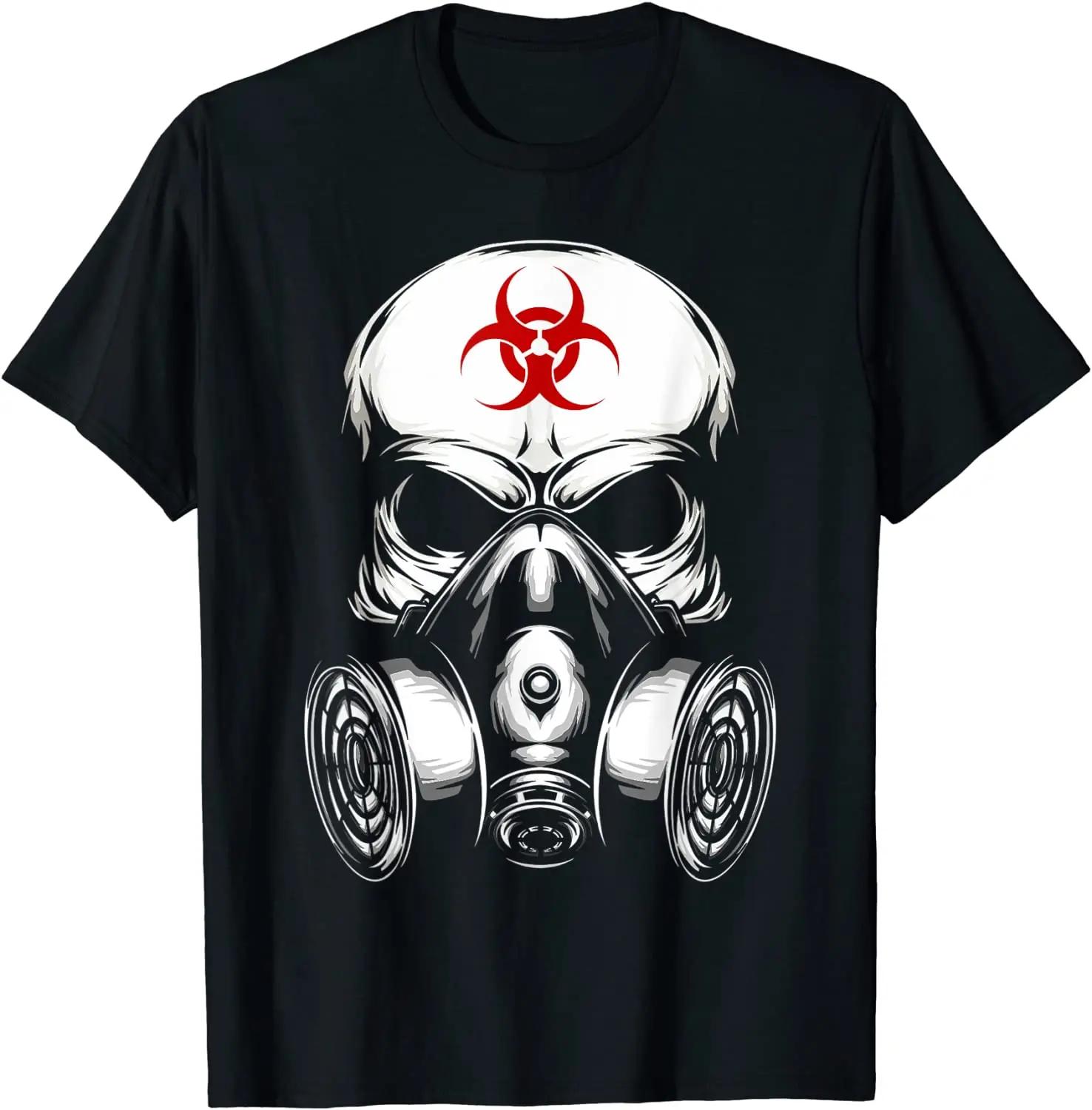 

Biohazard Gas Mask Skull T-Shirt. Premium Cotton Short Sleeve O-Neck Mens T Shirt New S-3XL S чёрный