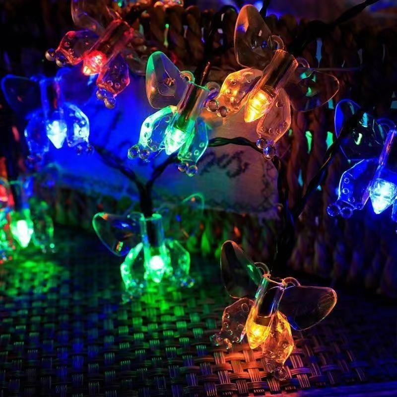 LED Butterfly Small Color Light Solar Luminous Light String Outdoor Waterproof Layout Courtyard Decoration Rainbow Light String