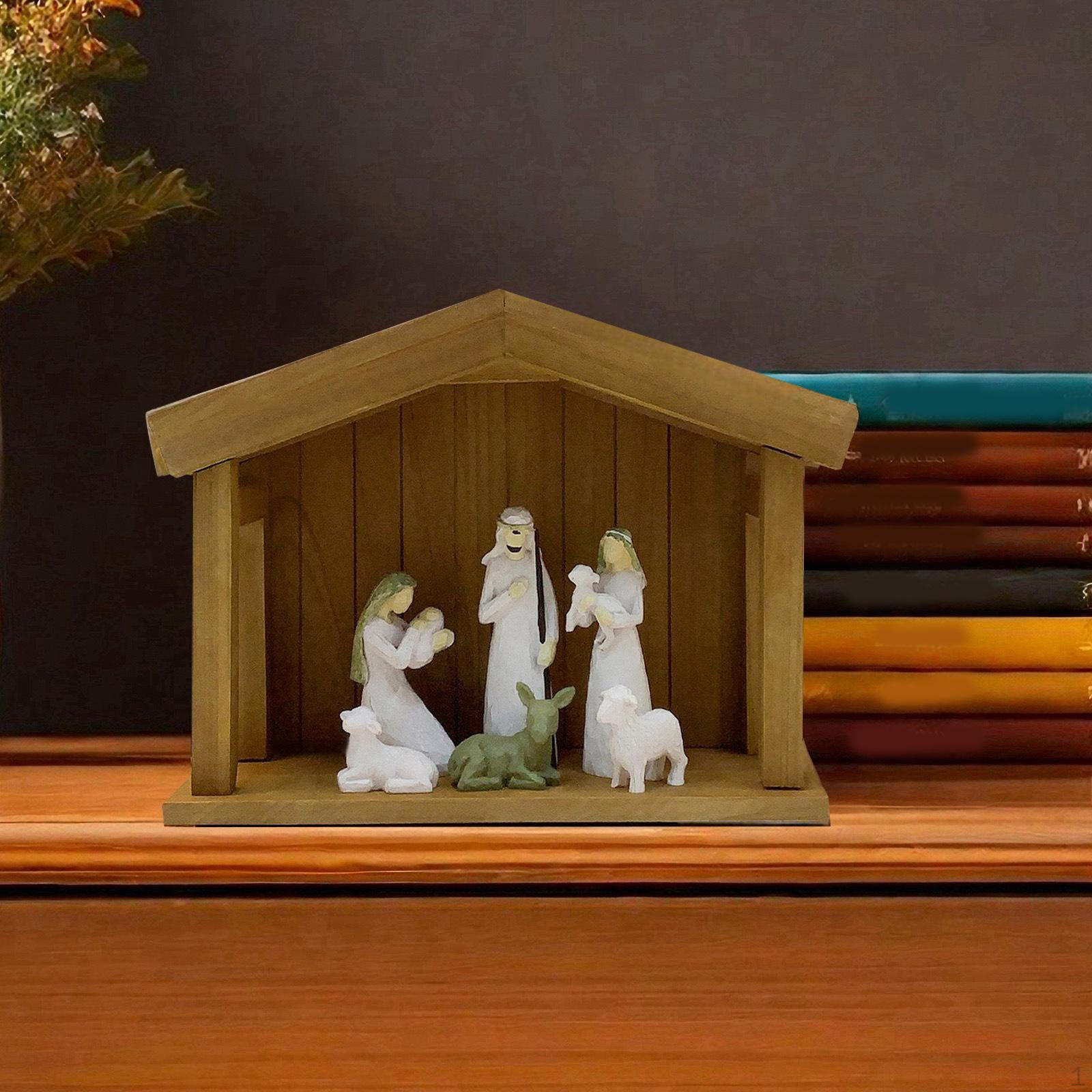 

Сцена из рождественских яслей, рождественский декор, рождение Иисуса, деревянное украшение для офиса жёлтый