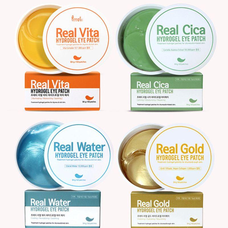 Prreti Real Vita/Gold/Cica/Water Hydrogel Eye Patches (60 Sheets, 2 Packs)