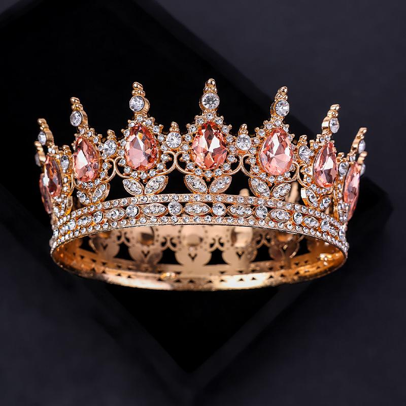 The Bride's Luxurious and Dazzling Tiara A Full Round Design  Princess Style Wedding Dress  Headwear  Flower Cake Decoration and Ornaments