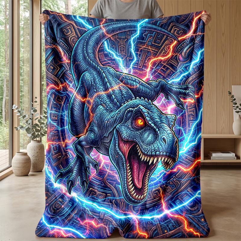 Dreamy Dinosaur Moon Night Theme blanket Lightweight Warm Flannel Blanket Decorative Throw Blanket for Home Decoration