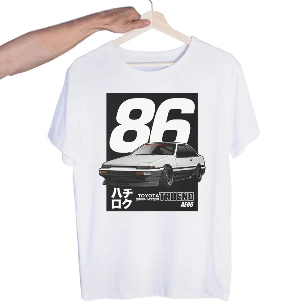 

Дрифт Японское Аниме AE86 Initial D Футболка Круглый Вырез Короткий Рукав Летняя Повседневная Мода Унисекс Мужская и Женская Футболка XL