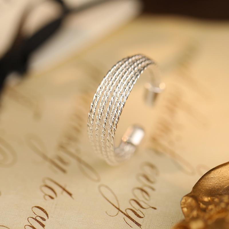 Banyan Tree S925 Silver Korean Multi-Layer Stacking Ring - Trendy Fashion Jewelry for Women