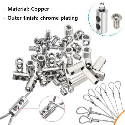 1-4mm Adjustable Steel Wire Rope Buckles Clamp for DIY Lamp Hanging Clamps Telescopic Double Hole Thread Locker Clamps