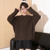 TonLion Women's Cable Knit Round Neck Sweater