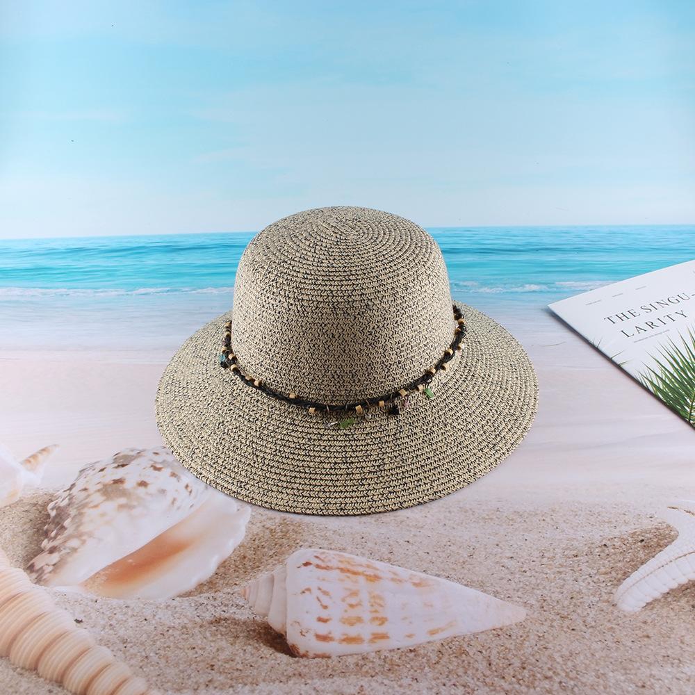 Summer Fashion Straw Dome Bucket Hat Seaside Vacation Sunscreen Sunshade Beach Hat Women's Straw Hat Customization