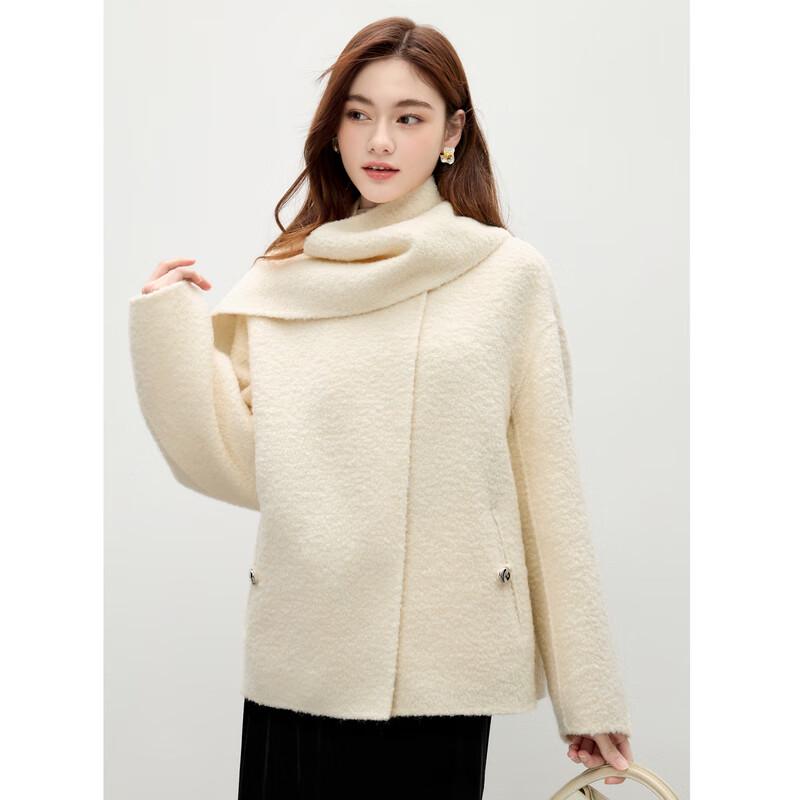 

Qiusishuiyi Women s Lamb & Alpaca Wool Blend Scarf Coat L
