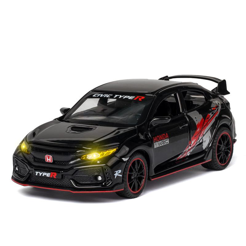 1/32 HONDA CIVIC TYPE-R Diecasts & Toy Vehicles Metal Car Model Sound Light Collection Car Toys for Children Christmas Gift