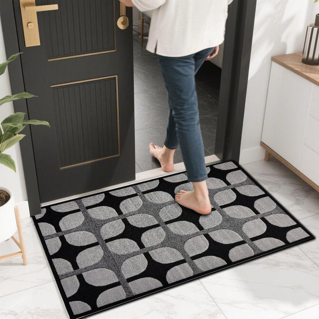 Abstract Living Room Dirt Resistant Carpet Anti Slip Entrance Door Mat Easy To Maintain Floor Mat