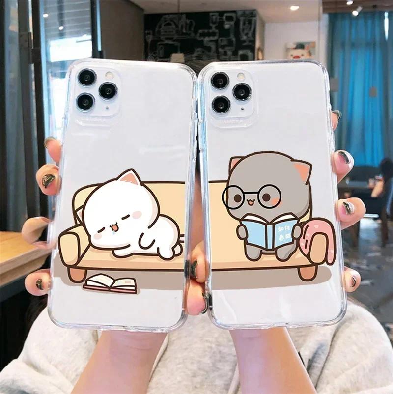 Funny Couple Cats Funda Phone Case For iPhone 17 16 15Pro Max 11 12 13 14Pro Plus Shockproof Coque Iphone Shell Bumper