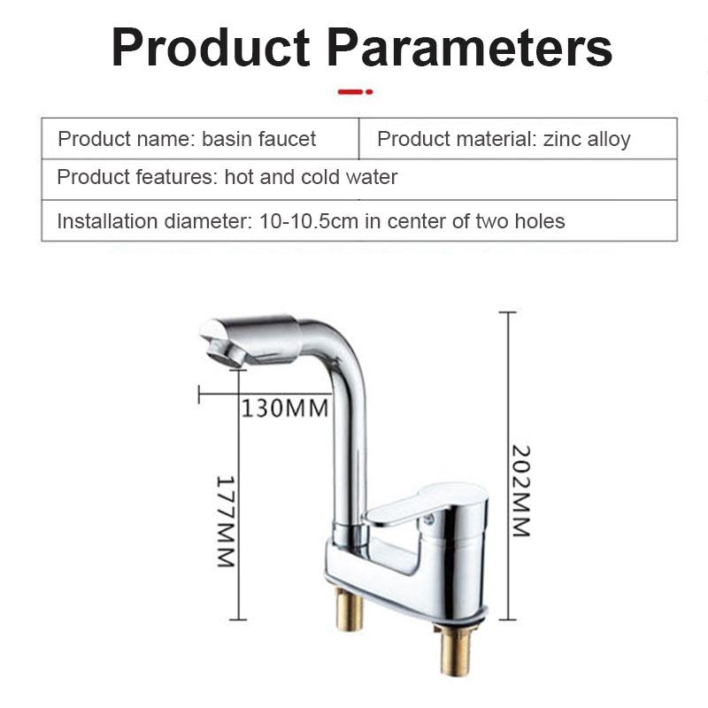 Silver Electroplated Bathroom Faucet, Zinc Alloy 10cm Two-Hole Design, 720° Swivel & Ceramic Core