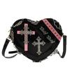 New Fashion Dark Spice Heart-shaped Trendy Cool Shoulder Bag Personalized Rivet Punk Bag Cross Messenger Bag