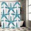 Sea Starfish Shower Curtain Waterproof Fabric Decorative Blue White Printed Bath Shower Tarpaulin Home Decor (180X245Cm)