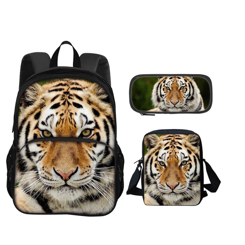 Zaino Zainetto Astuccio Borsa a tracolla Tigre con stampa animale Set da 3 pezzi regalo perfetto per la scuola i compleanni di ragazzi e ragazze