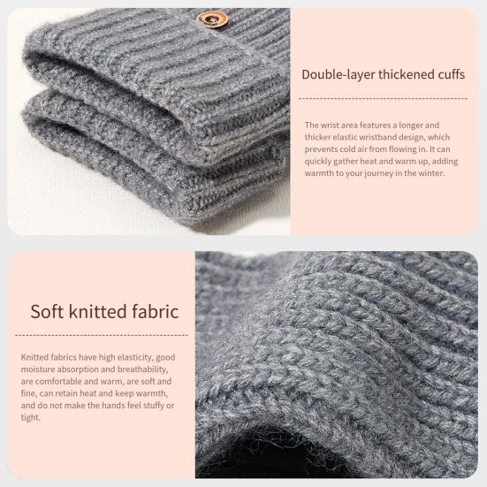 Winter Knitted Fingerless Gloves Knit Convertible Mittens with Flip Cover Men Women Warm Mittens for Typing Driving Stocking Stuffers Gifts