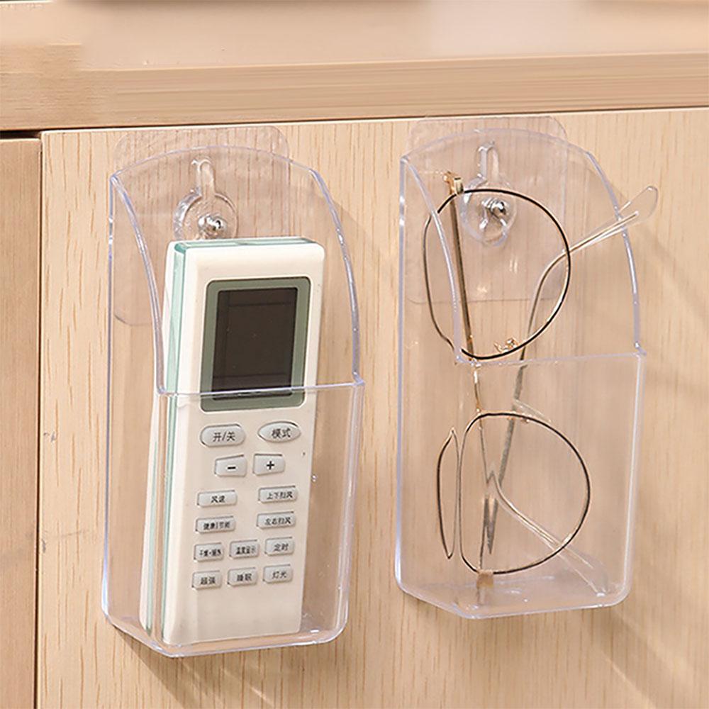 658E52 Einfacher und großzügiger Acryl-TV-Fernbedienungshalter 1/4 Gehäuse Wandmontage Aufbewahrungsbox für Mobiltelefon und Fernbedienung