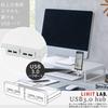 LIHIT LAB Computer Stand, Monitor Stand, USB, USB 3.0 Hub, White, 9.8cm Wide X 5.3cm Deep X 3.2cm High, for Desk Use Only, A7337-0