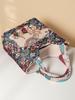 Ethnic Style Handheld Fabric Bag With Embroidery And Multiple Pockets For Casual Outings