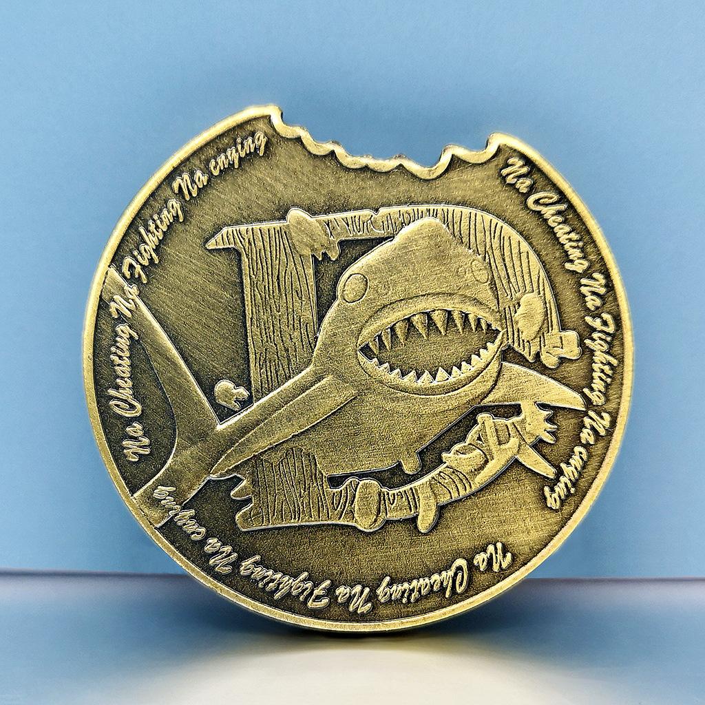 

Movie Jaws Medal, Protecting Sharks, Animal Coins, Ocean Conservation, Bronze, Irregular Notch, Coins, Christmas gift, Stocking stuffers 40*3mm