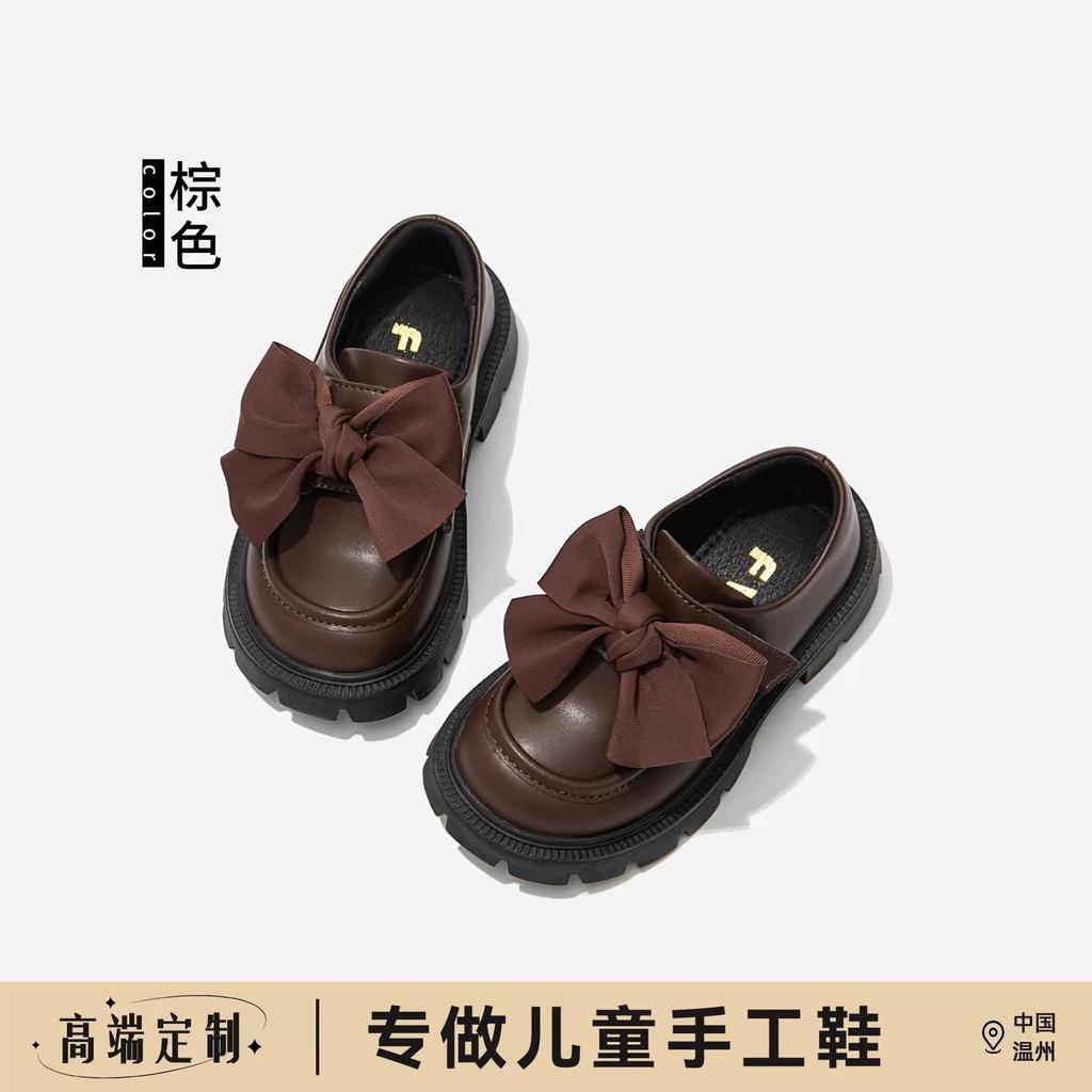 Girls Shoes Genuine Leather Children's Princess Small Leather Shoes 2025 Spring and Autumn New Lightweight Soft Sole British Style Black Single Shoes