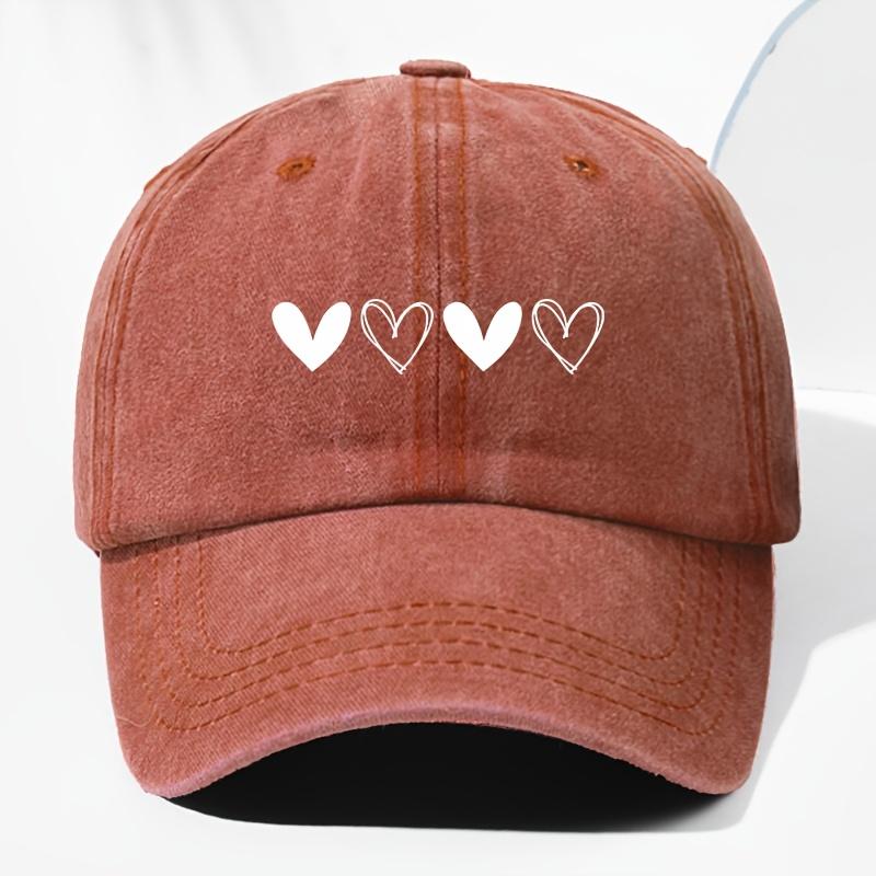 Unisex retro baseball cap with heart-shaped pattern for outdoor sun protection, suitable for truck drivers all year round.