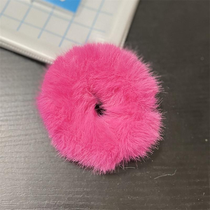 Elastic Faux Fur Hair Bands Scrunchies Vintage Girls Solid Ponytail Holder Rubber Headband Ties Fashion Women Hair Accessories
