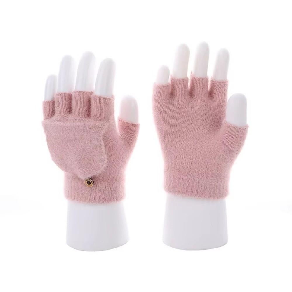 Plush Touchscreen Gloves Warm Flip Cover Gloves Outdoor Half Finger Gloves For Women Men