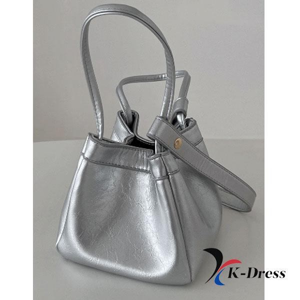Dvojfarebná štvorcová mini taška obdĺžniková tote crossbody kožená telefónna strieborná taška cez rameno