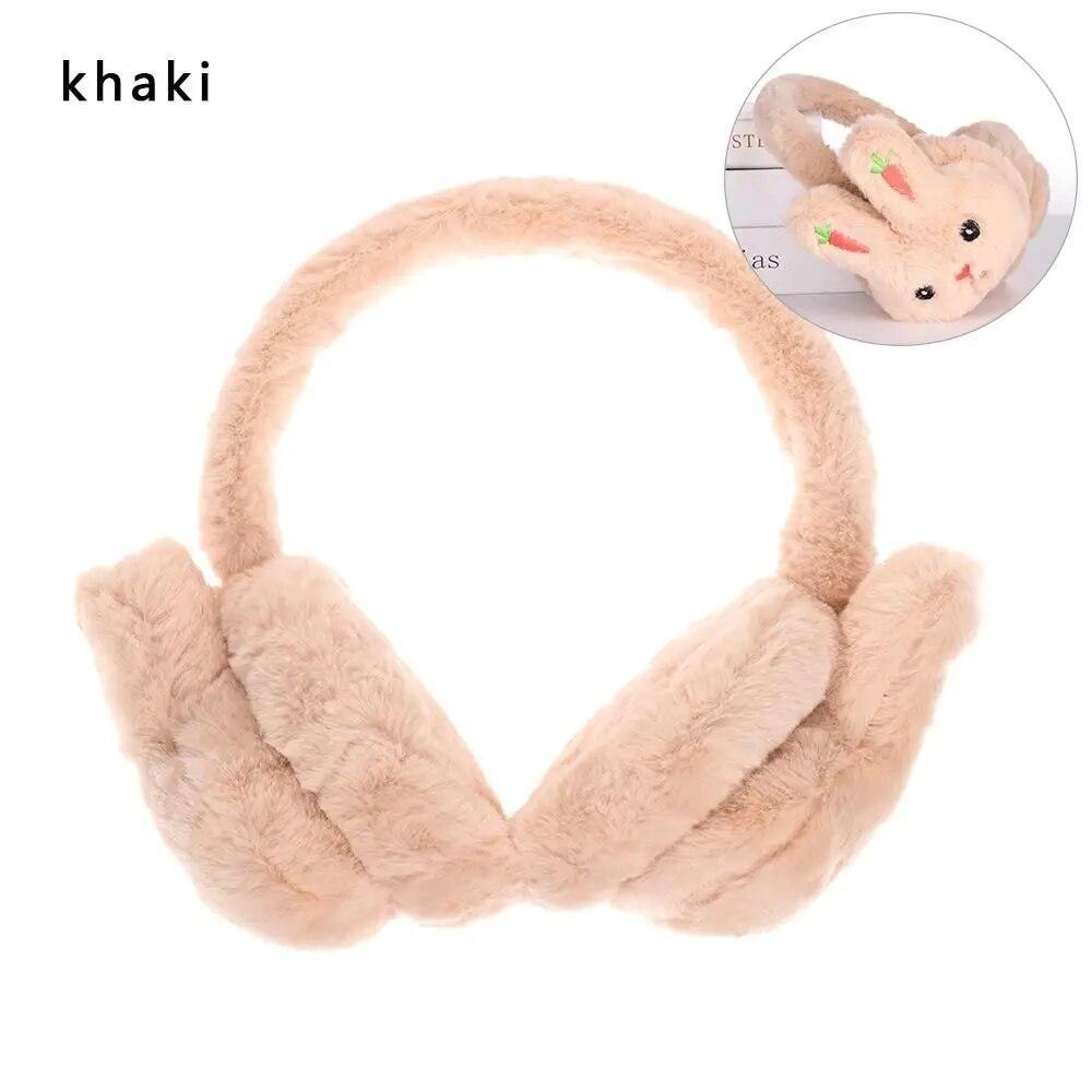 

Зимние теплые наушники с рисунком кролика, плюшевые толстые и мягкие наушники, защита ушей, теплые наушники для взрослых детей хаки